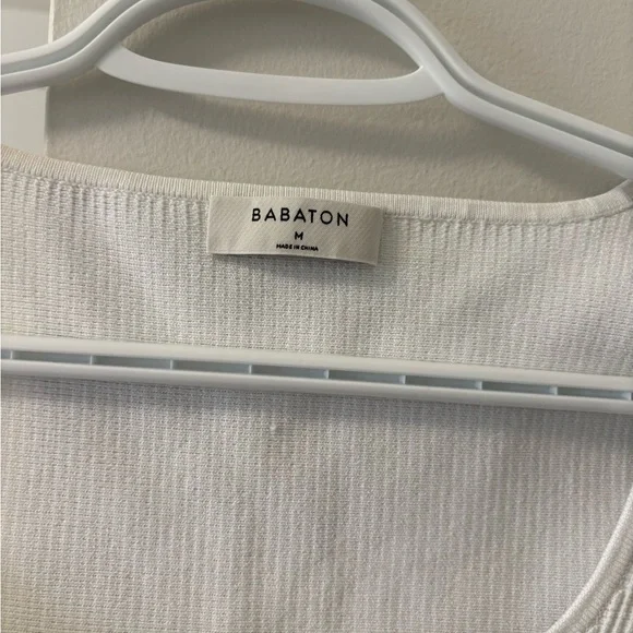 Babaton White Ribbed Crop Top - Picture 2 of 3